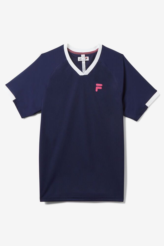 Fila T-Shirt Mens Navy Bevans Raglan - Ireland 71506-FPEB